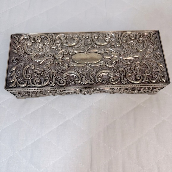 Vintage Godinger Ornate Silver Tone Decorative Jewelry Box 1992 Sturdy Metal - Picture 1 of 14